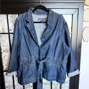 Baccini Dark Blue Denim Tie-Waist Jacket